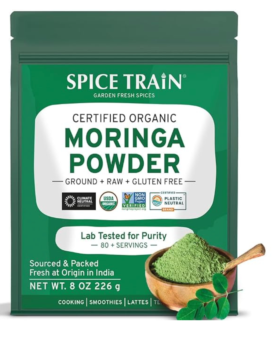 Spice Train Organic Moringa Powder, Gluten-Free & Vegan, 8 Ounce