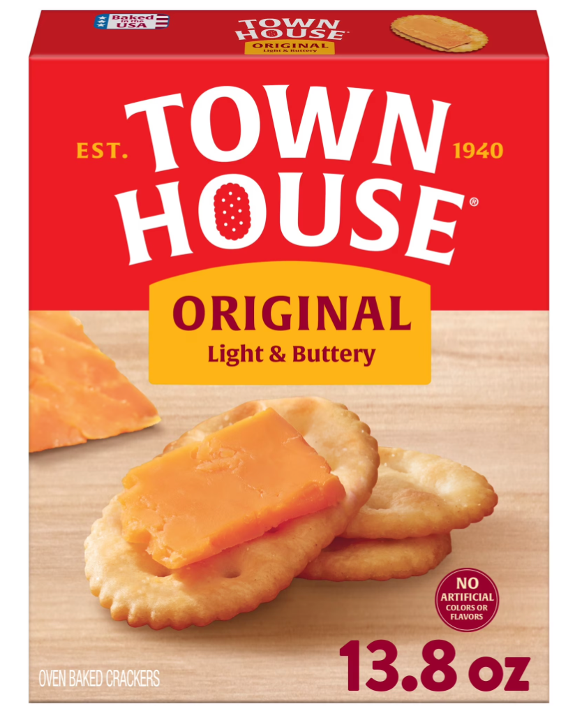 Town House Original Oven Baked Crackers, Salty Snacks, 13.8 oz