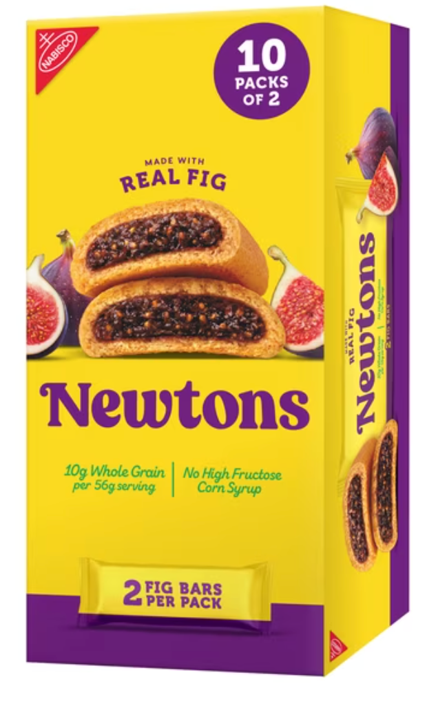 NEWTONS Soft Baked Real Fruit Fig Bars, Fig Cookies, 10 Snack Packs (2 Cookies Per Pack) - expires Oct 23 2026