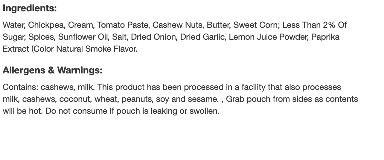 Tasty Bite Gluten Free Butter Chickpea and Vegetables - 10oz - expires June 30 2027