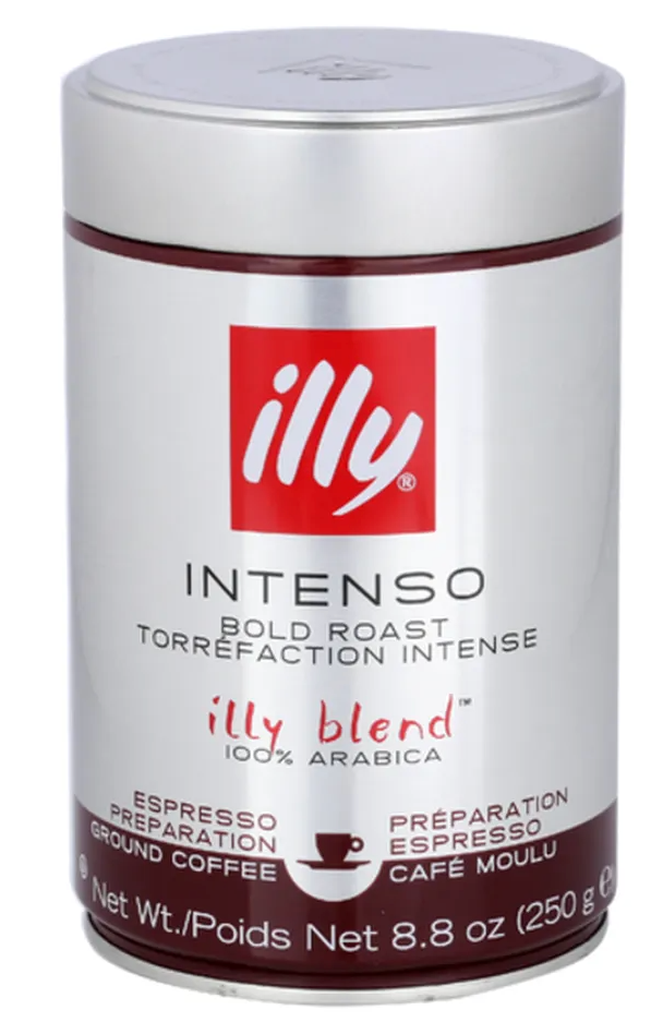 illy Ground Espresso Coffee,Intenso Bold Roast 100% Arabica Coffee Illy Coffee Dark Roast Ground Espresso
