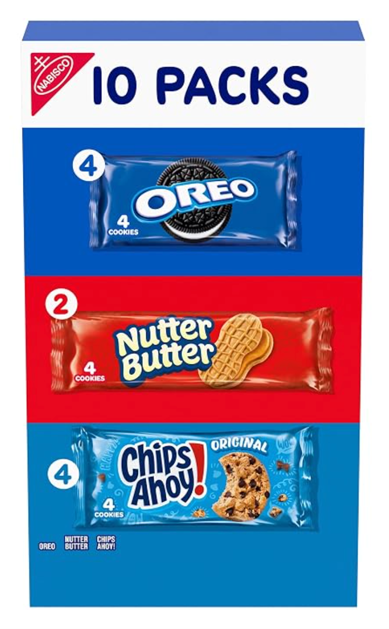 Nabisco Cookies Variety Pack, OREO, NUTTER BUTTER, CHIPS AHOY!, 10 ct - expired August 07 2026