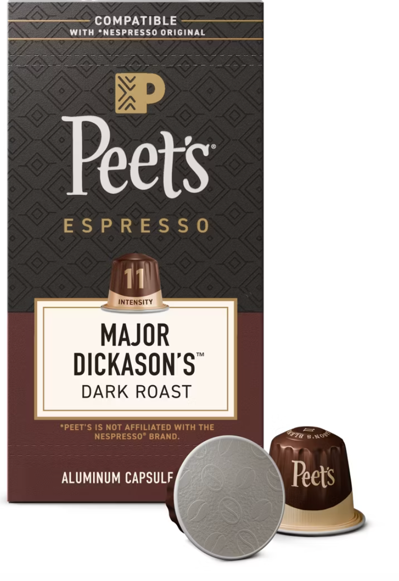 Peet's Coffee Major Dickason's Blend Dark Roast Nespresso Original Line Aluminum Coffee Capsules - 10ct