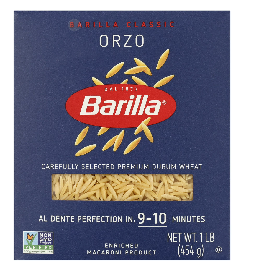 Barilla Classic Non-GMO, Kosher Certified Orzo Pasta, 16 oz