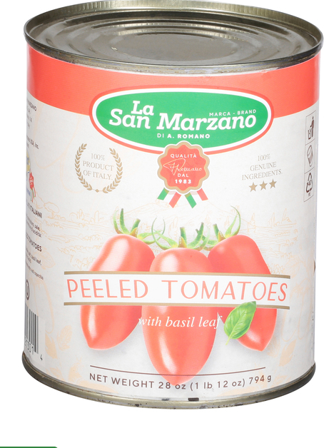 La San Marzano Peeled Tomatoes With Basil Leaf 28 oz