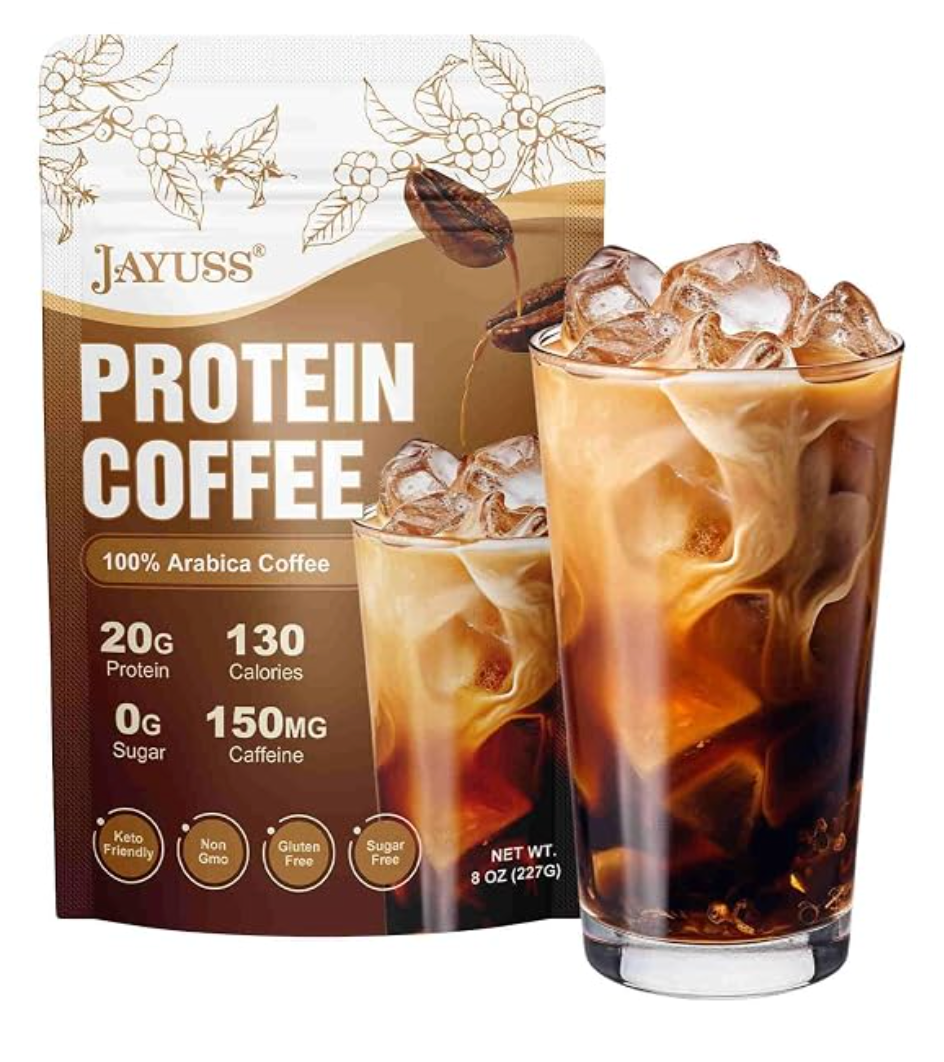 JAYUSS Protein Coffee Powder Premium Whey Protein & 100% Arabica Coffee Keto Friendly Gluten Free Zero Artificial Flavors & Sweeteners 8 Oz - expires 12/25/2027