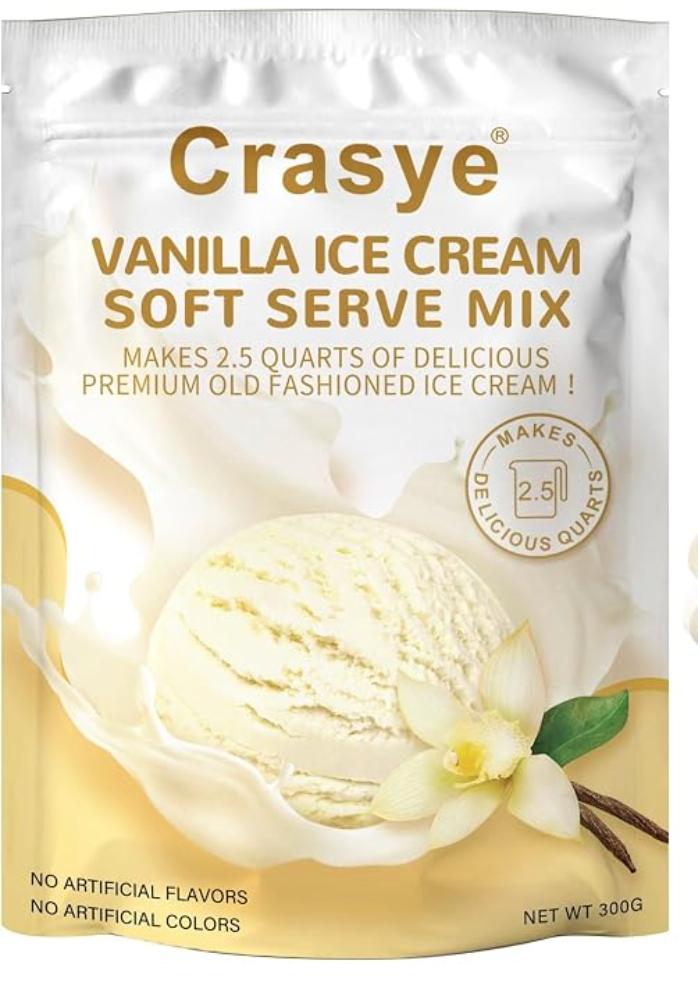 Crasye Ice Cream Mix Vanilla Soft Serve Mix Dairy Free Vegan Soft Serve Mixes Base Powder Homemade for Ice Cream Maker Machine