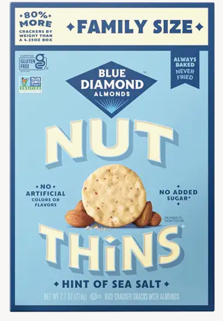 Blue Diamond Almonds Nut-Thins Hint of Sea Salt Cheese, 7.7 oz, Pack of 1