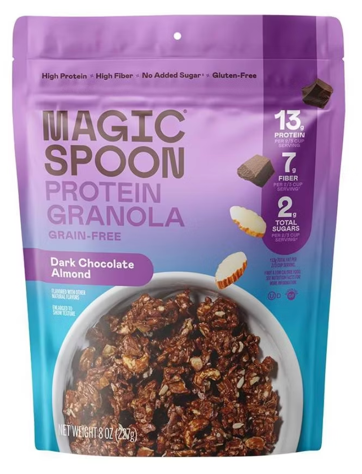 MAGIC SPOON Dark Chocolate Almond Protein Granola - 8oz: No Certified Synthetic Colors - expires 12/19/2026