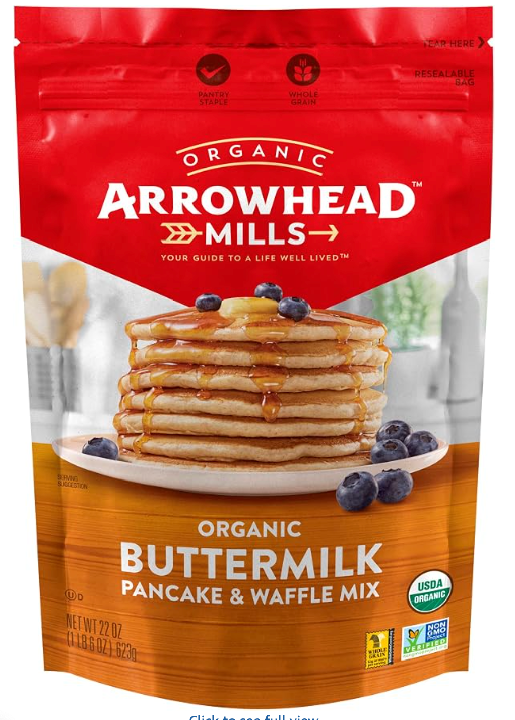 Arrowhead Mills Buttermilk Pancake & Waffle Mix, 22 oz Bag - expires Jan 20 2027