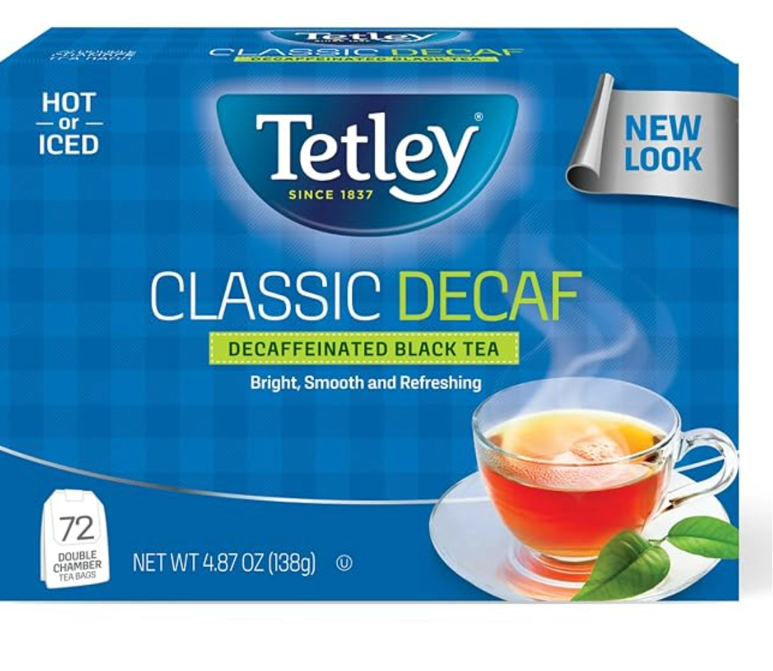 Tetley, Decaffeinated Classic Black Tea Bags, 72 Count