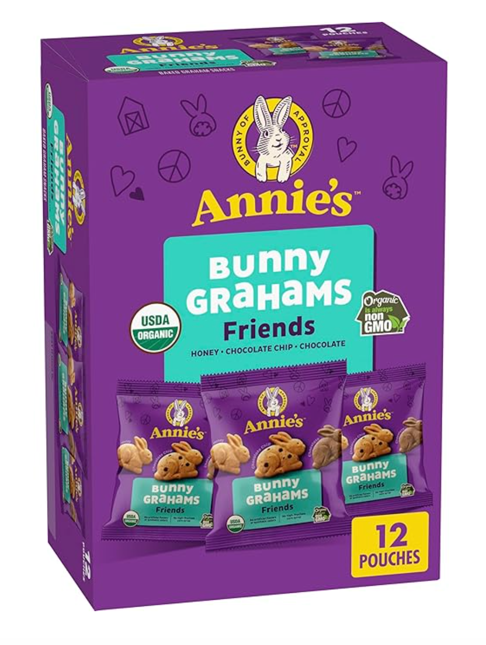 Annie's Organic Friends Bunny Grahams, Variety Pack, 12 ct, 12 oz - expires Dec 31 2026