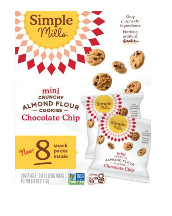 Simple Mills Mini Cookies Crunchy Snack Pack - 6.5oz/8ct - expires October 19 2026