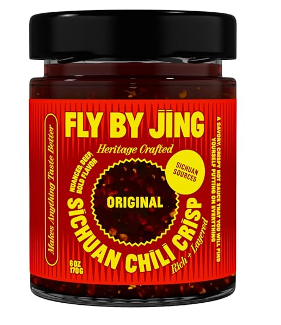 FLYBYJING Original Sichuan Chili Crisp: Premium Chili Oil w/Crunchy Garlic and Shallots - Spicy, Savory, Vegan, Sugar Free Hot Sauce - Good on Noodles, Proteins, Veggies & Everything, 6oz (Pack of 1) - expired 05/25/2026