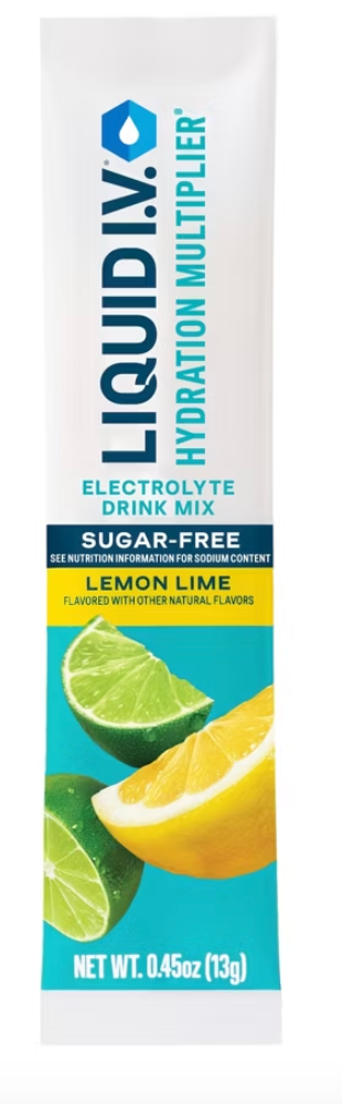 Liquid I.V. Sugar Free Hydration Multiplier Vegan Powder Electrolyte Supplements - Lemon Lime - 0.45oz