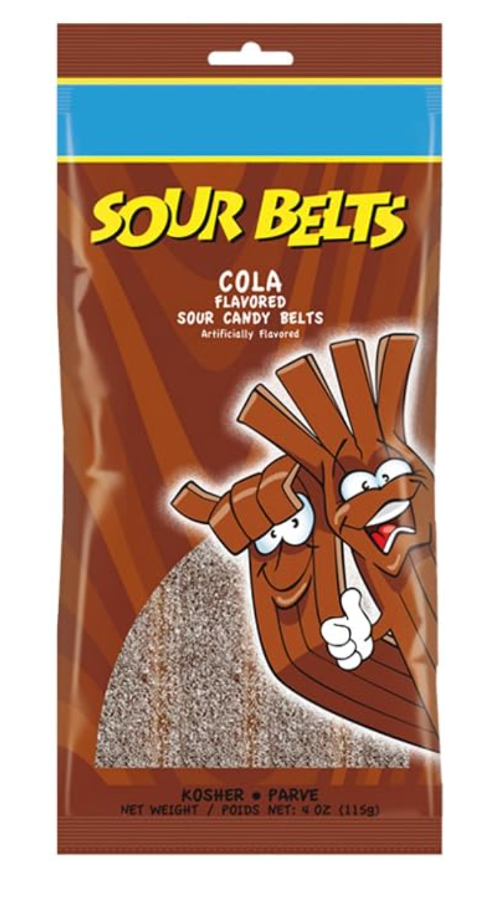 Snacktery Cola Sour Belts - Vibrant & Tangy Cola Sour Strips - Non GMO, Vegan & Kosher Sour Gummy Candy - 4 Ounce Pack