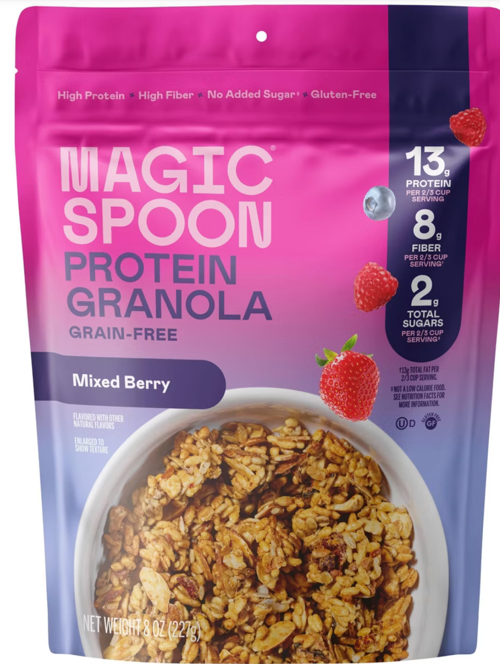 MAGIC SPOON Mixed Berry Protein Granola - 8oz: No Certified Synthetic Colors - expires 04/12/2027