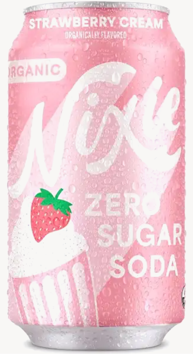 Nixie Organic Zero Sugar Soda - Strawberry Cream, 1 Can | Zero Calories • USDA Certified Organic • No Artificial Sweeteners • Non GMO • Caffeine Free