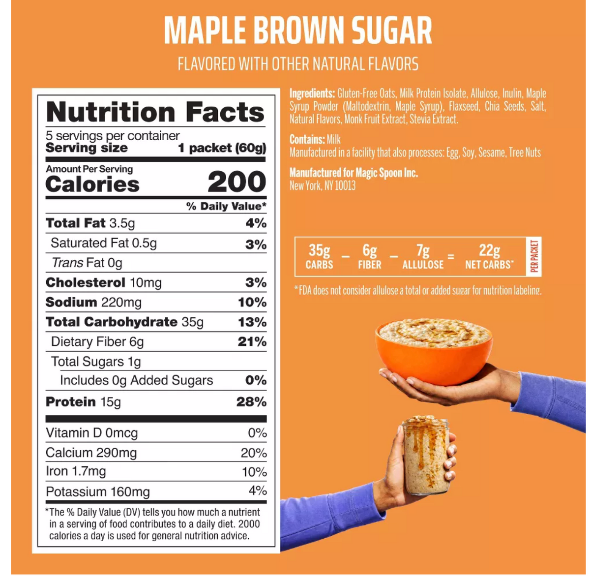 MAGIC SPOON Maple Brown Sugar Oatmeal - 10.5oz/5ct - expires 04/29/2027