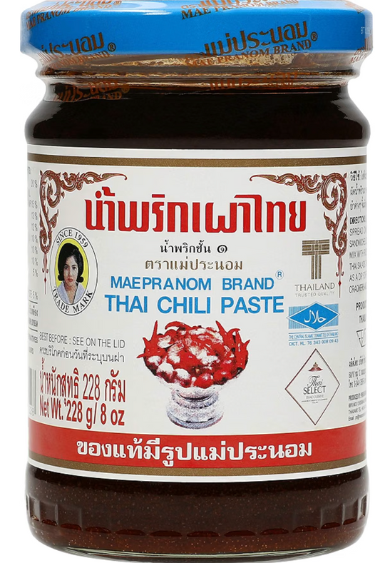 Mae Pranom Thai Chili Paste 8oz. (M) Thai Food Cooking Product of Thailand