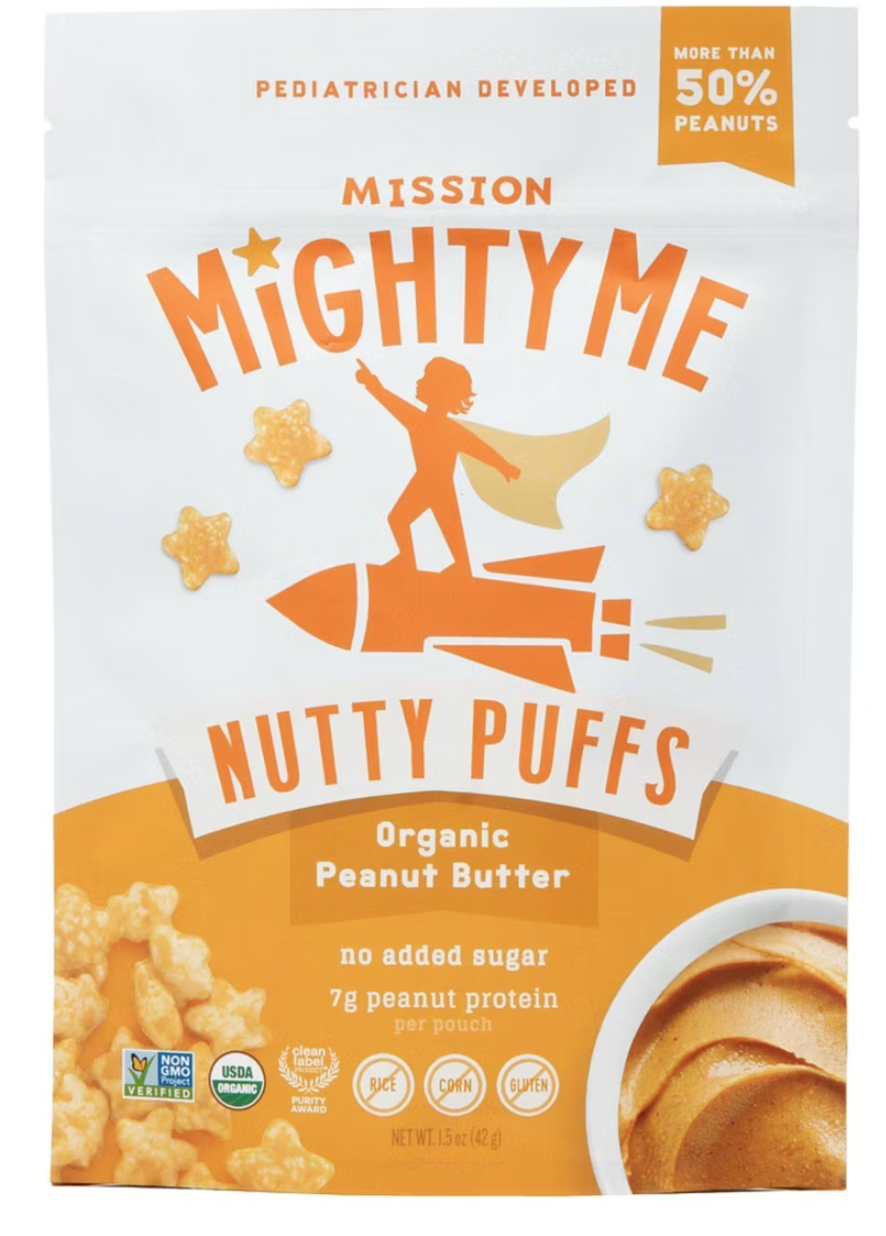 Mission MightyMe Nutty Puffs Baby Snacks - Organic Peanut Butter - 1.5oz - expires -3/02/2027