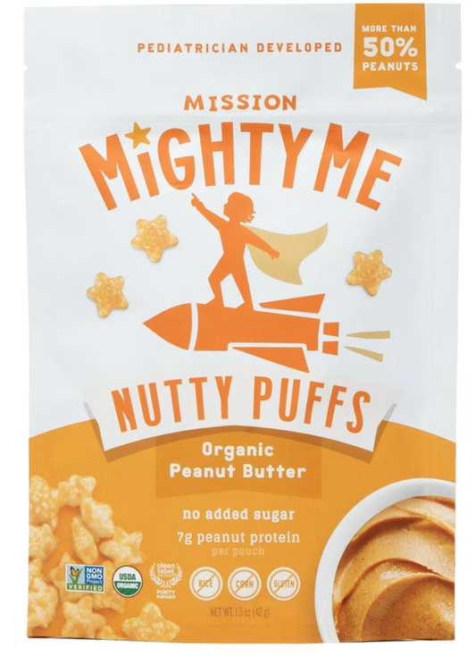 Mission MightyMe Nutty Puffs Baby Snacks - Organic Peanut Butter - 1.5oz - expires -3/02/2027
