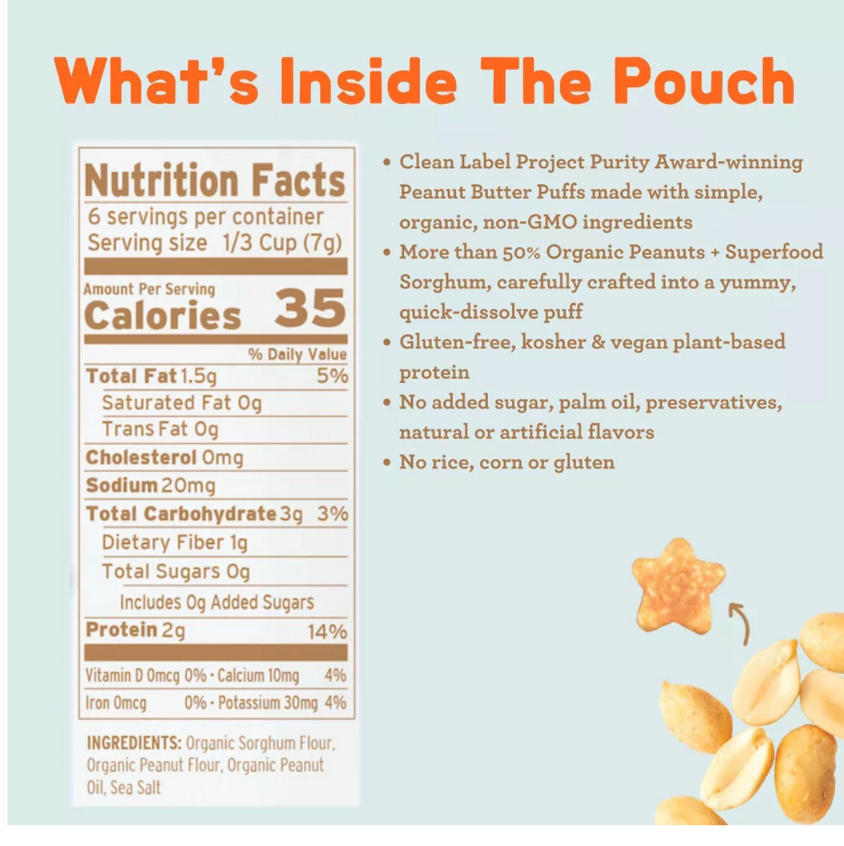 Mission MightyMe Nutty Puffs Baby Snacks - Organic Peanut Butter - 1.5oz - expires -3/02/2027