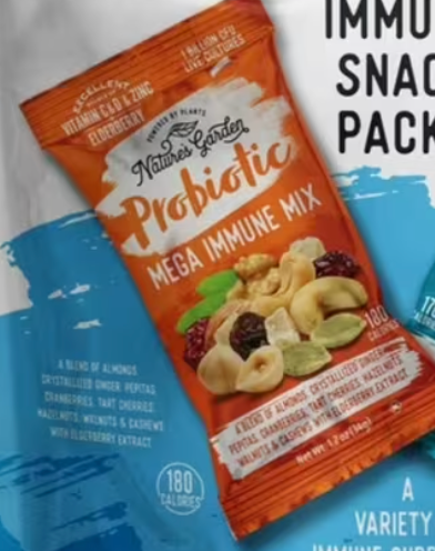 ature's Garden Probiotic Immune Booster Trail Mix Variety Pack, 1.2 oz Each - Mega Immune Mix
