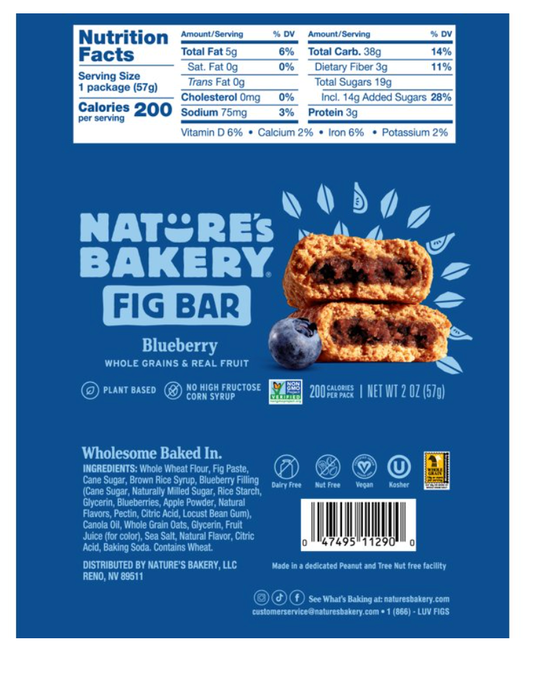 Nature's Bakery Blueberry Fig Bar With Whole Wheat, 2 oz, Soft Baked Snack