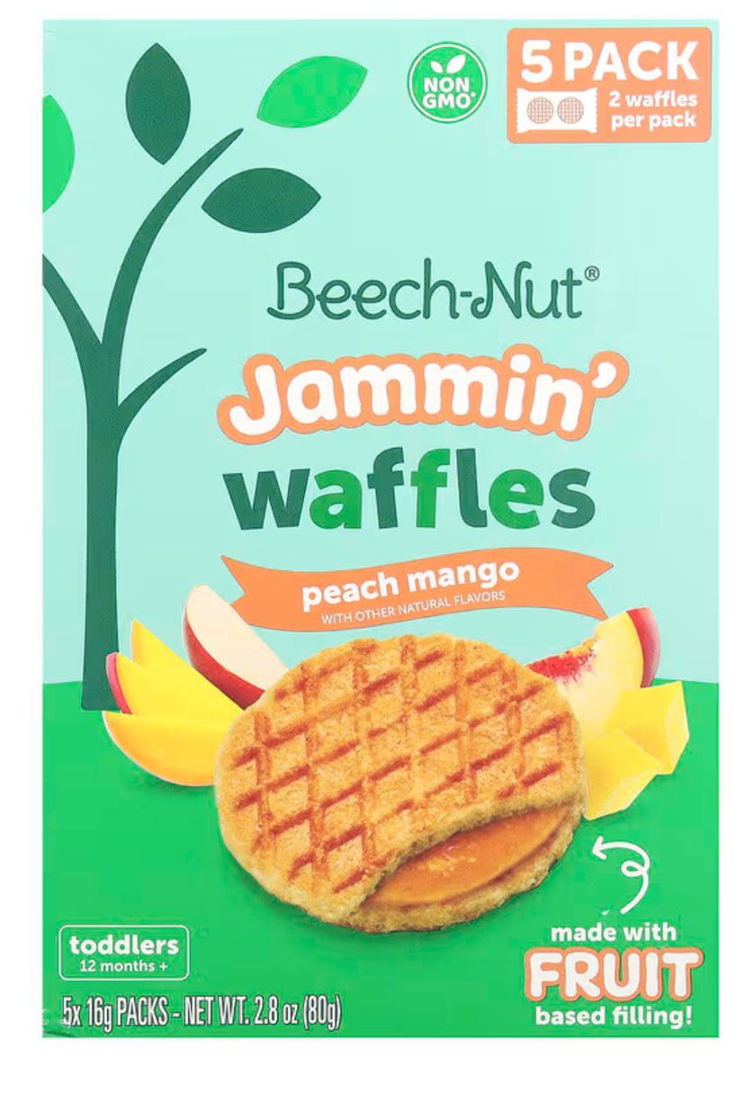 Beech-Nut, Jammin' Waffles, 12+ Months, Peach Mango, 5 Packs, 0.56 oz (16 g) Each - expires March 16 2027