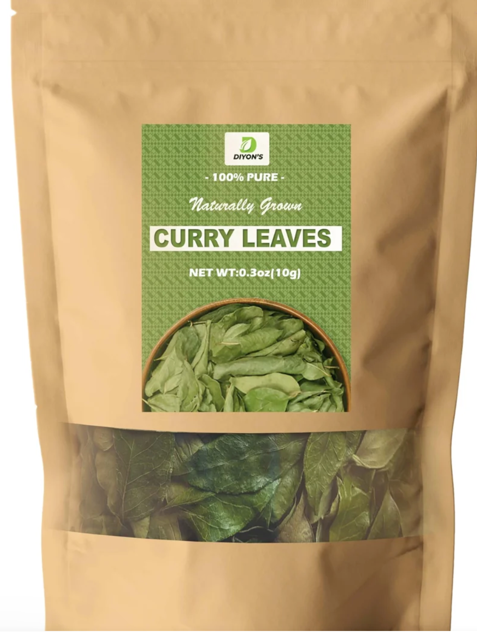 Diyons Whole Dried Curry Leaves 0.3Oz (10G) 100% Natural, Pure And Air Dried Curry Leaves From Sri Lanka