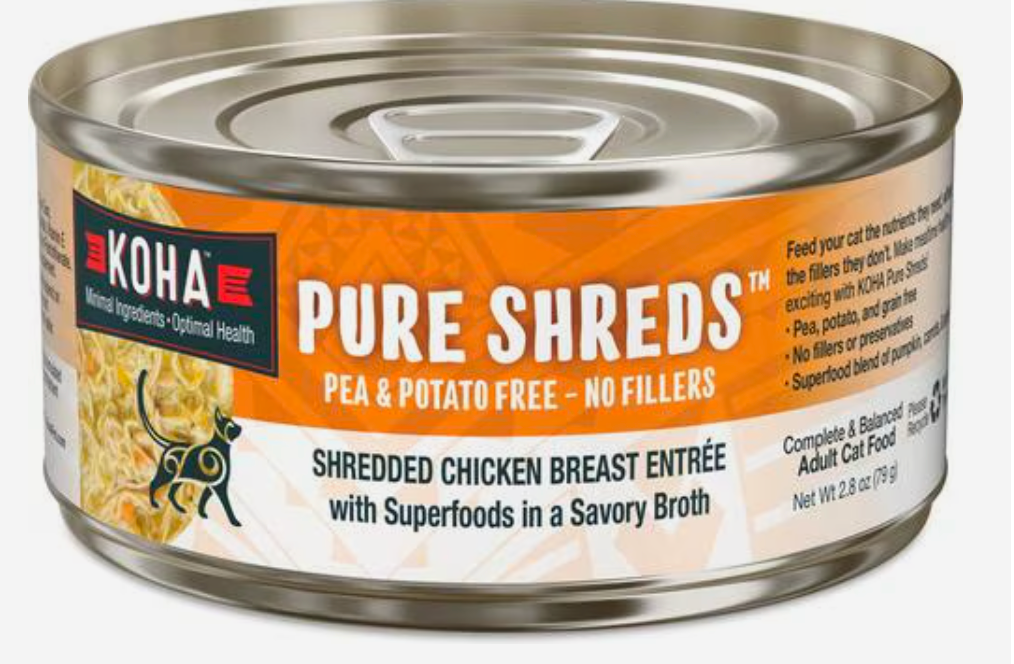 KOHA Pure Shreds Chicken Breast Entrée Grain-Free Wet Cat Food, 2.8-oz can