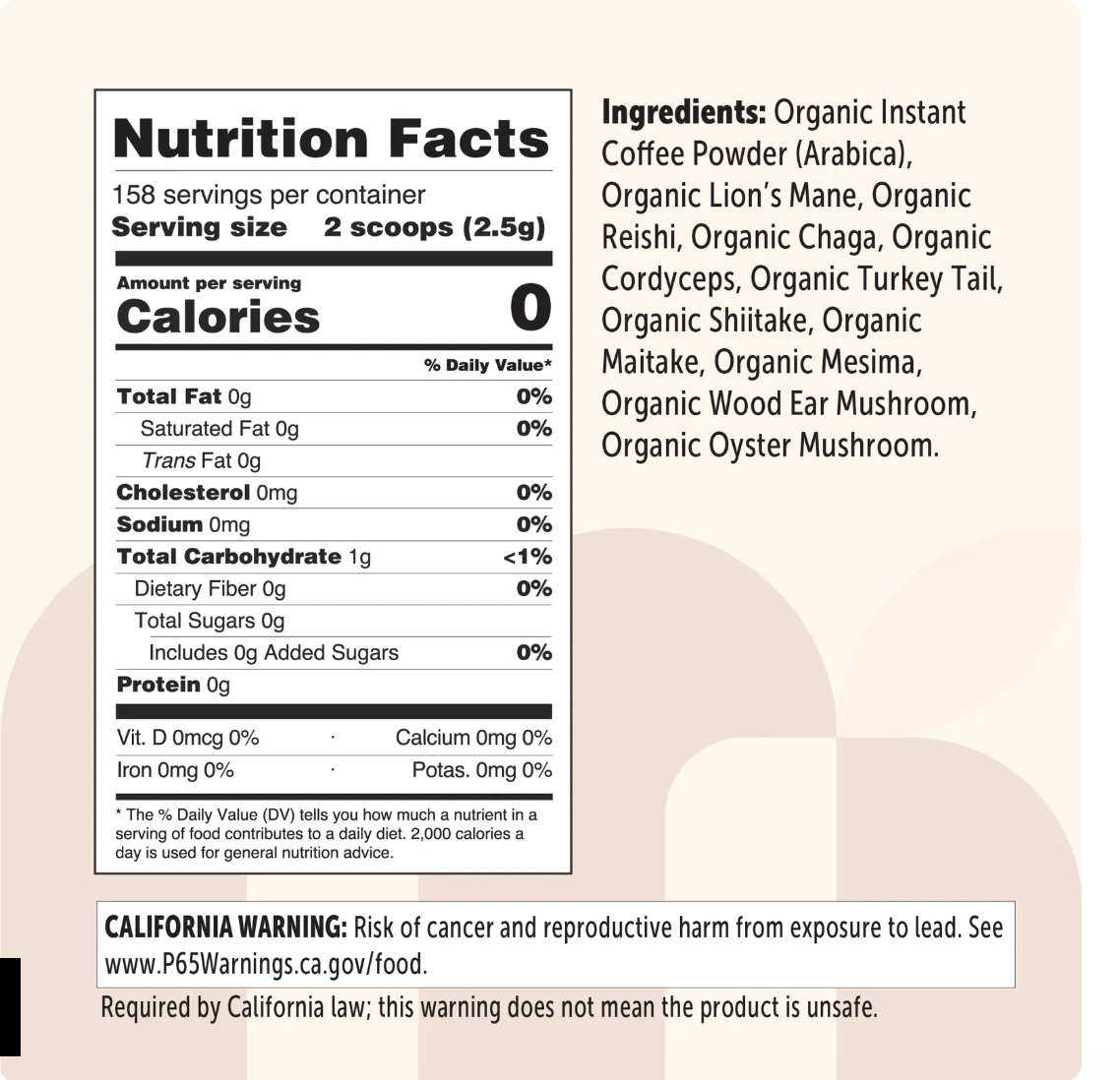 Micro Ingredients Organic Instant 10 in 1 Mushroom Coffee Powder