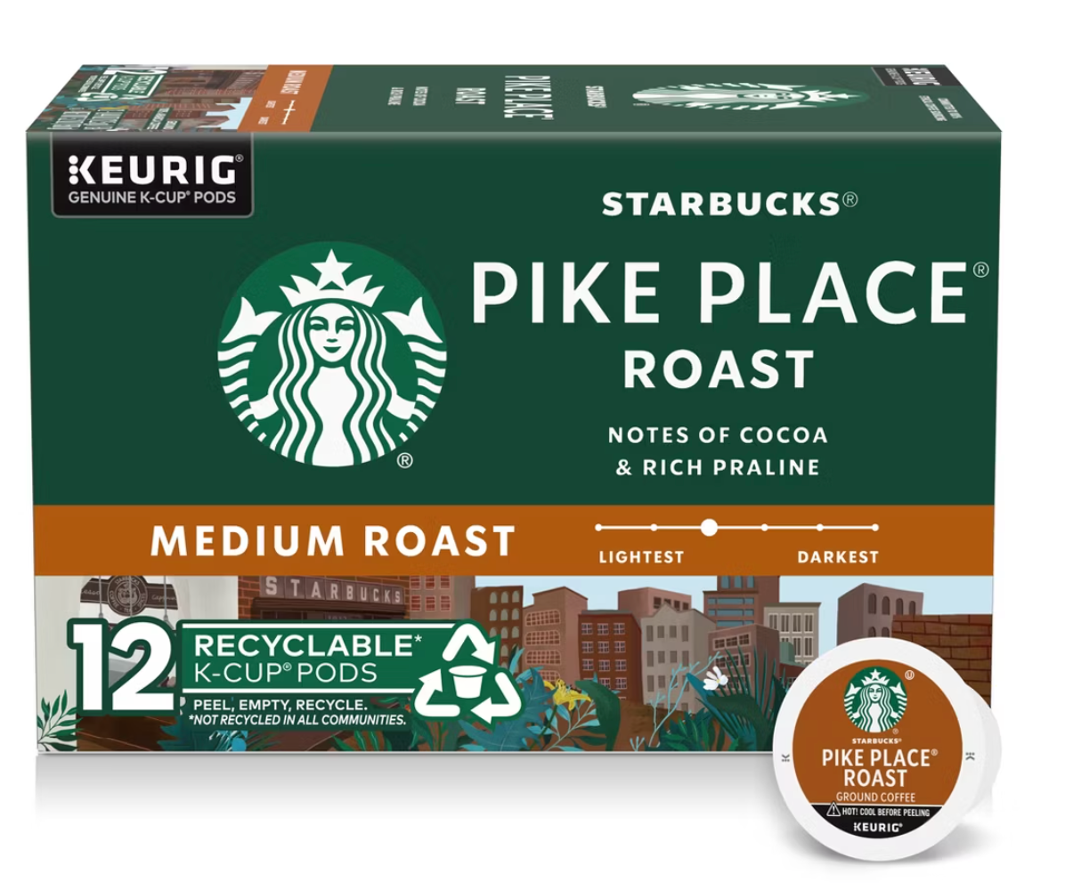 Starbucks Medium Roast Pike Keurig K-Cup Coffee Pods - 12ct -expires May 14 2027