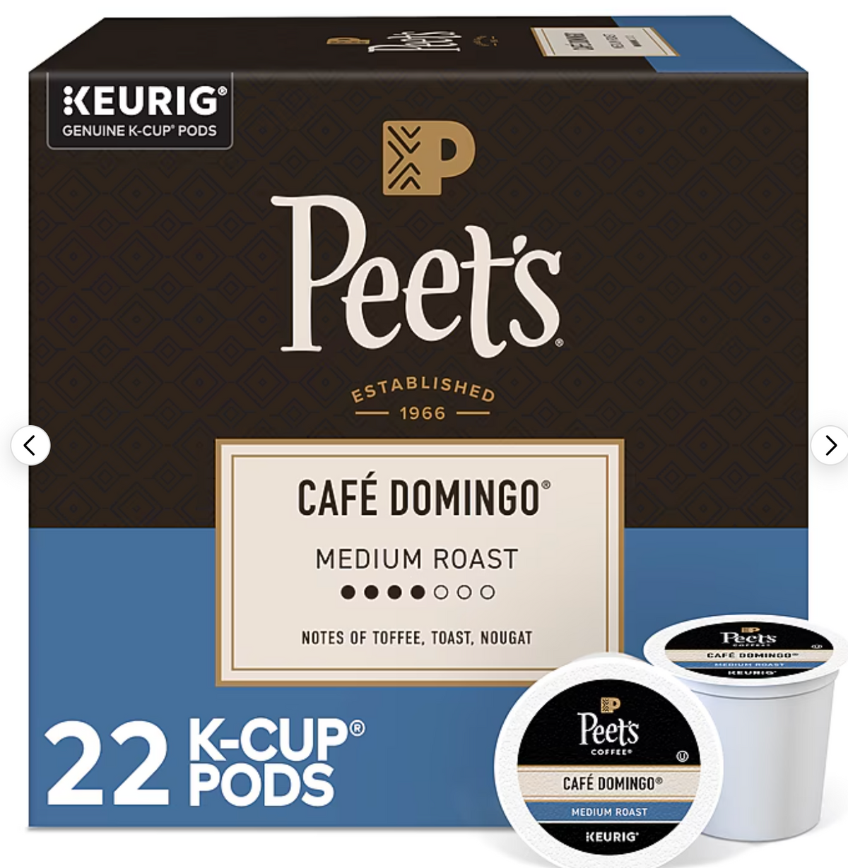 Peet's Coffee Café Domingo Coffee Keurig® K-Cup® Pods, Medium Roast, 22/Box - expires May 02 2027