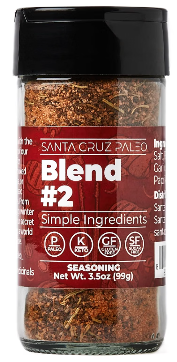 Santa Cruz Paleo, Seasoning Blend #2, Sweet and Smoky Spice for Chicken, Steak, Burgers, Wings and Ribs, Garlic, Sea Salt, Black Pepper, Rosemary and Paprika, Gluten Free, Keto, Paleo, 3.5 Oz Jar