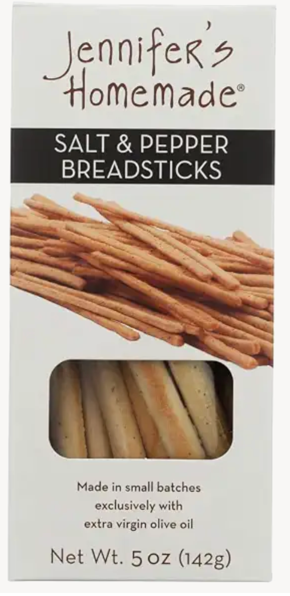 JENNIFERS HOMEMADE Salt & Pepper Breadsticks, VEGAN All Natural, Made with extra virgin olive oil, Crunchy and delicious snack, 5 OZ - expired Sep 16 2026