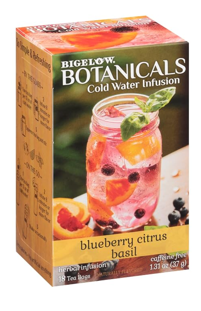 Bigelow Botanicals Cold Water Infusion Watermelon Cucumber Mint Tea Bags 18 Count Box (Pack of 1), Herbal Infusion, Caffeine Free, 18 Tea Bags Total