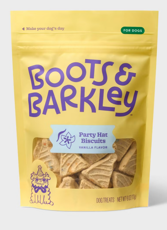 Party Hat Birthday Vanilla Flavor Crunchy Dog Treat Biscuits - Boots & Barkley™ 6oz - expires 11/13/2026