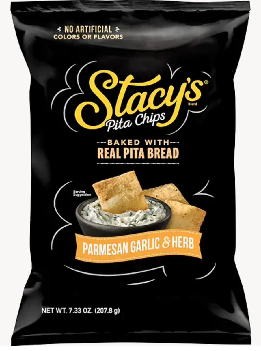 Stacy’s Pita Chips, Parmesan Garlic & Herb, No Artificial Colors or Flavors, 7.33 oz Bag. - expired Sep 08 2026