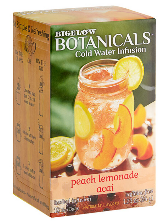 Bigelow Botanicals Peach Lemonade Acai Cold Water Infusion Tea Bags