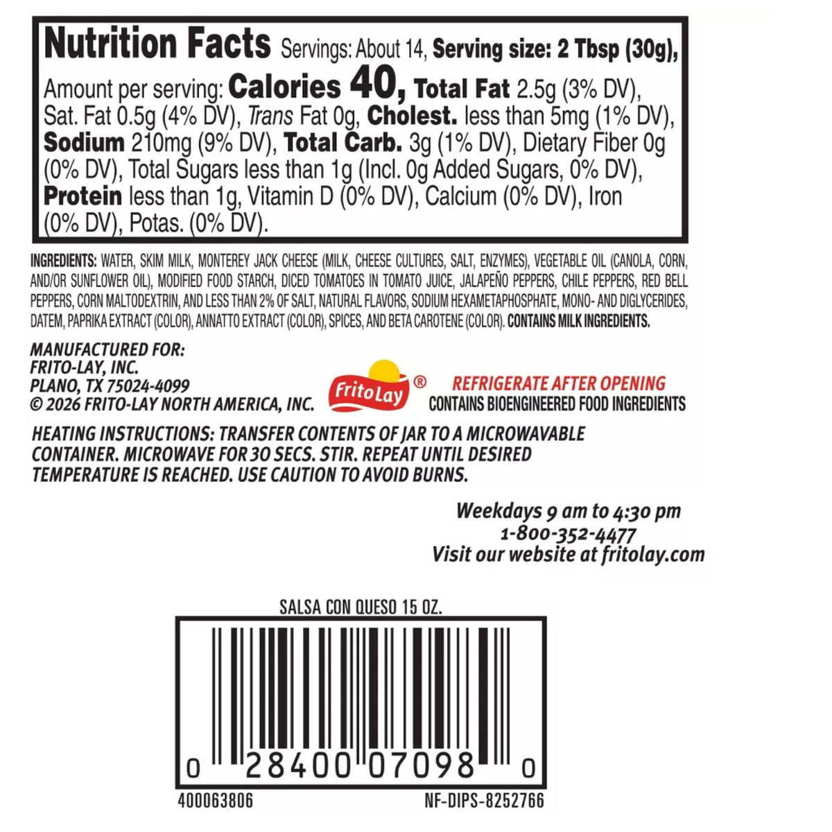 Tostitos Salsa Con Queso Medium Dip - 15oz - expires Dec 29 2026