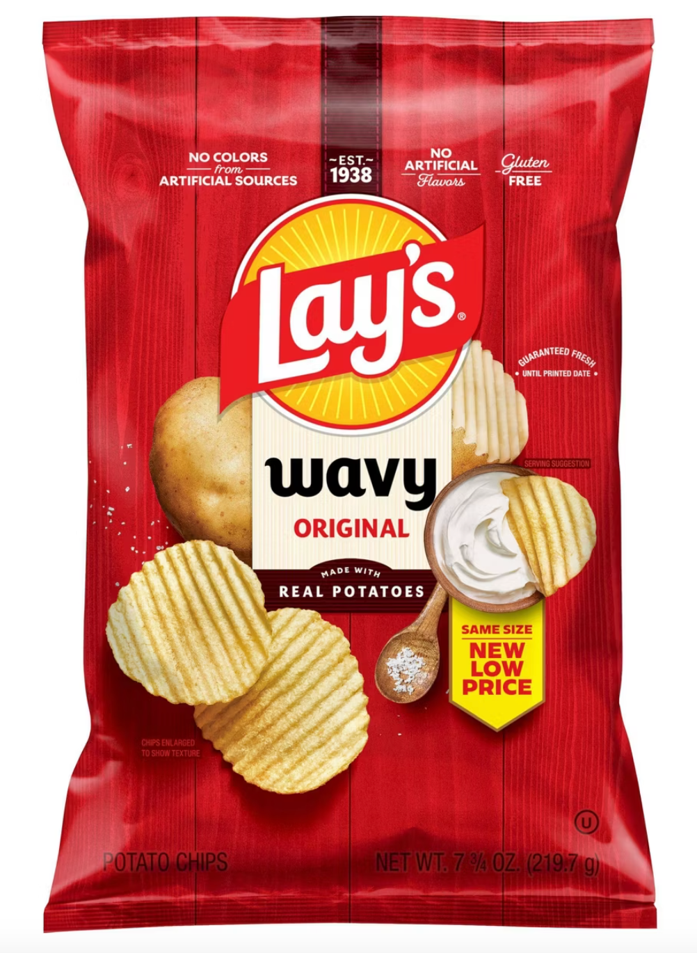 Lay's Wavy Original Potato Chips - 7.75oz: Gluten-Free, No Artificial Flavors - expired October 6th 2026