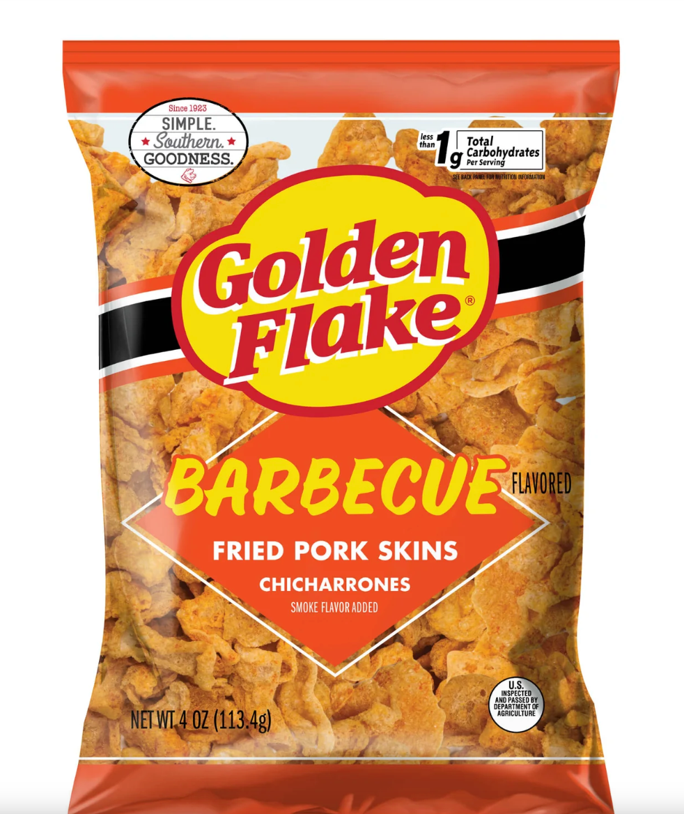 Golden Flake Barbecue Fried Pork Skins, 4 oz Bag - expires October 26 2026