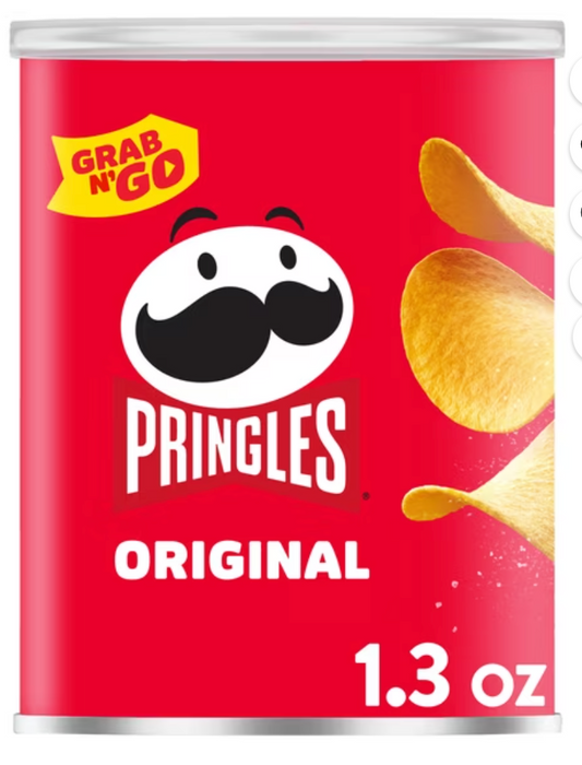 Pringles Potato Crisps Chips, Lunch Snacks, Office and Kids Snacks, Grab N' Go, Original, 1.3oz Can (1 Can) - expires