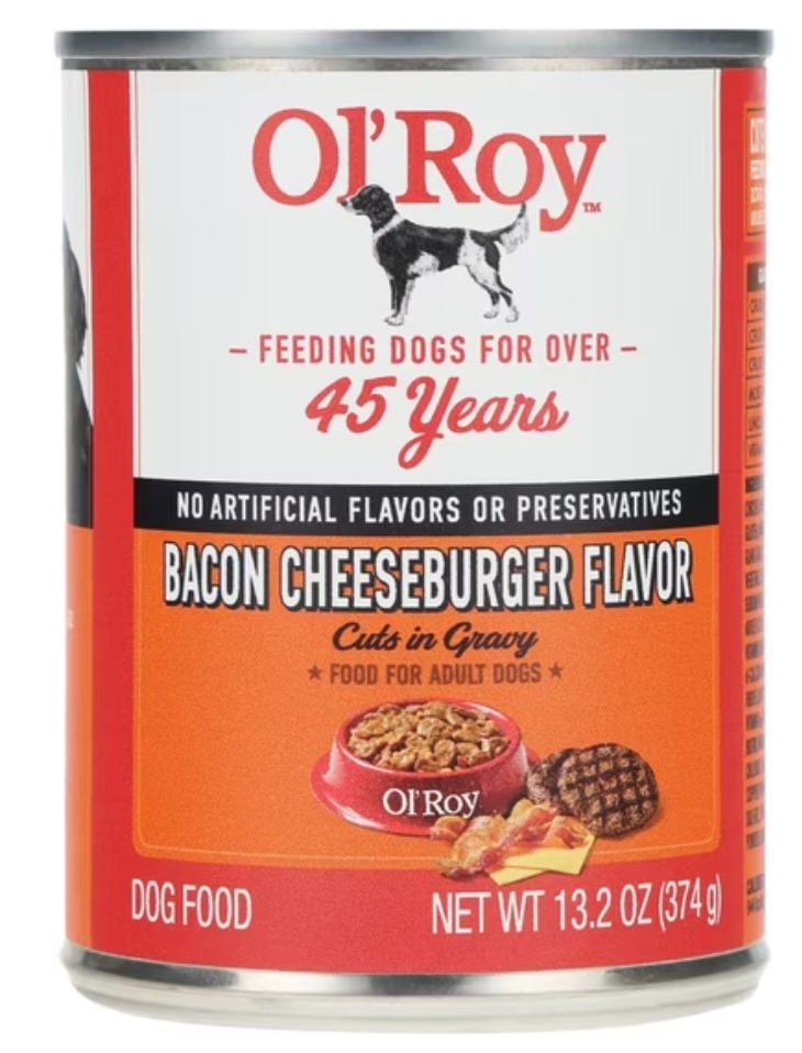 Ol' Roy Bacon Cheeseburger Flavor Cuts in Gravy Wet Dog Food, 13.2 oz Can