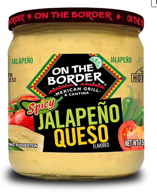 ON THE BORDER Spicy Jalapeno Queso, 15.25 Oz Jar - expires May 12 2027
