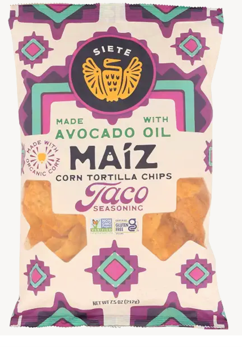 Siete Family Foods, Chips Tortilla Maiz Taco Seasoning, 7.5 Ounce - expired 09/07/2026