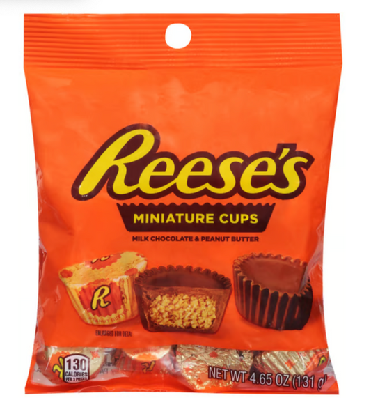 Reese's Miniatures Milk Chocolate Peanut Butter Cups Candy, Bag 4.65 oz - expired 02/2026