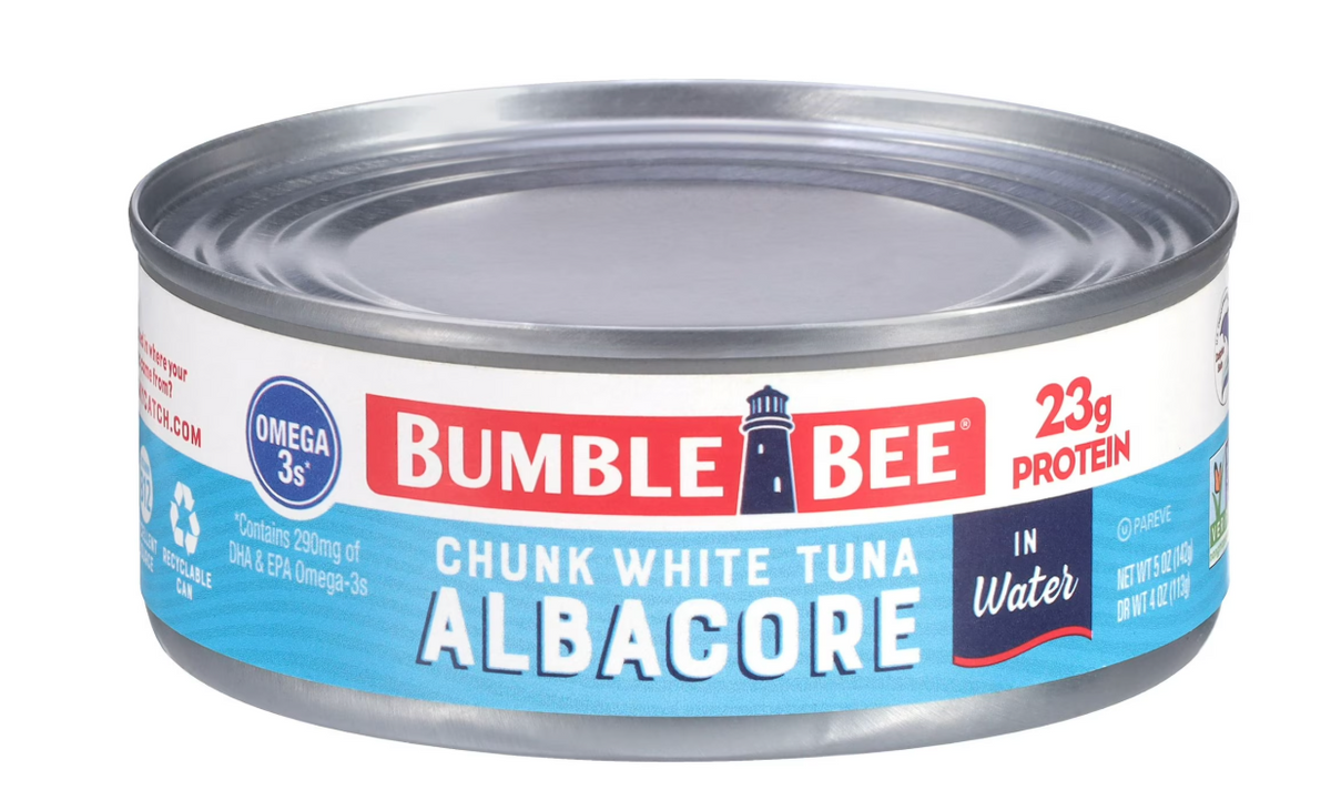 Bumble Bee Chunk White Albacore Tuna in Water, Wild Caught, Gluten Free, 23g Protein per Serving, Shelf Stable Can, 5 oz